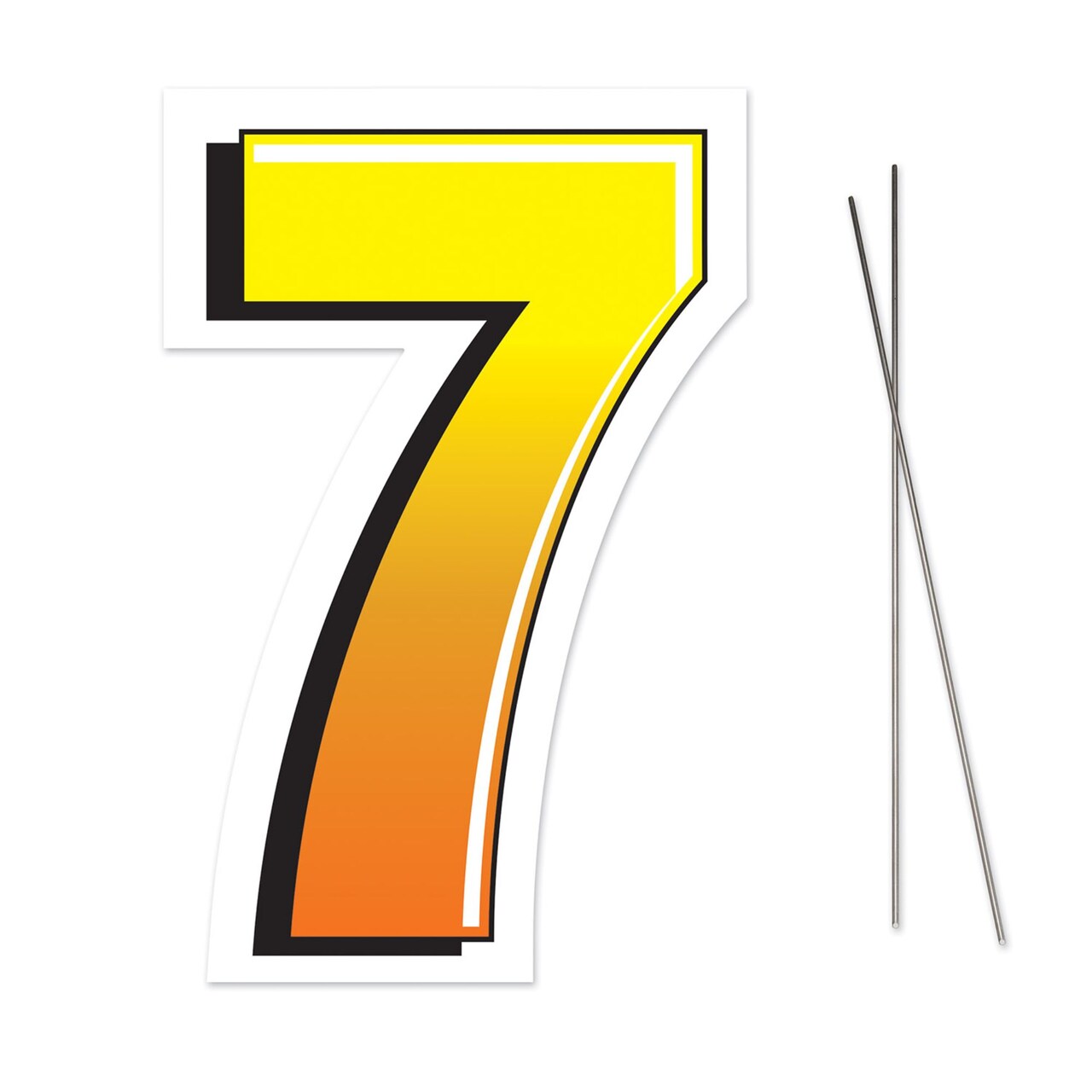 Beistle 18" Yellow and Black Number "7" Plastic Yard Sign with Metal Stakes